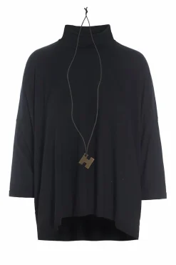 HSCPH BUE /HAKETTE BLUSE M/HALSKETTE - 96100 - BLACK Hot