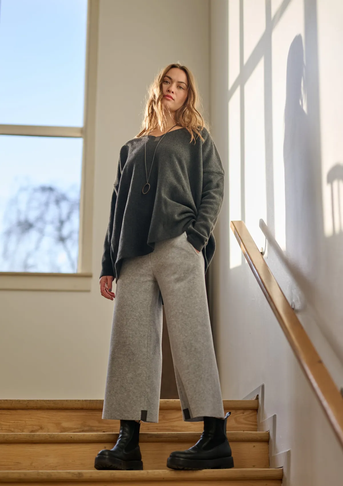 HSCPH FARE HOEN 3/4 ÄNGE FLARE HOSEN 3/4 LÄNGE - 2115 - LIGHT GREY