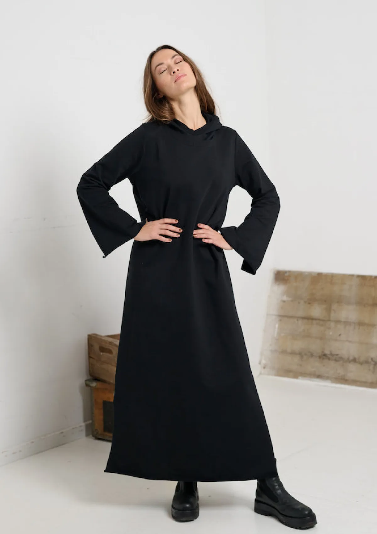HSCPH KAFTAN KEID KAFTAN KLEID - 73005 - BLACK Hot
