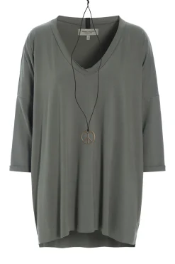 HSCPH OVERSIZED BLUSE V-AUSSCHNITT OVERSIZED BLUSE V-AUSSCHNITT - 96078 - DUSTY GREEN