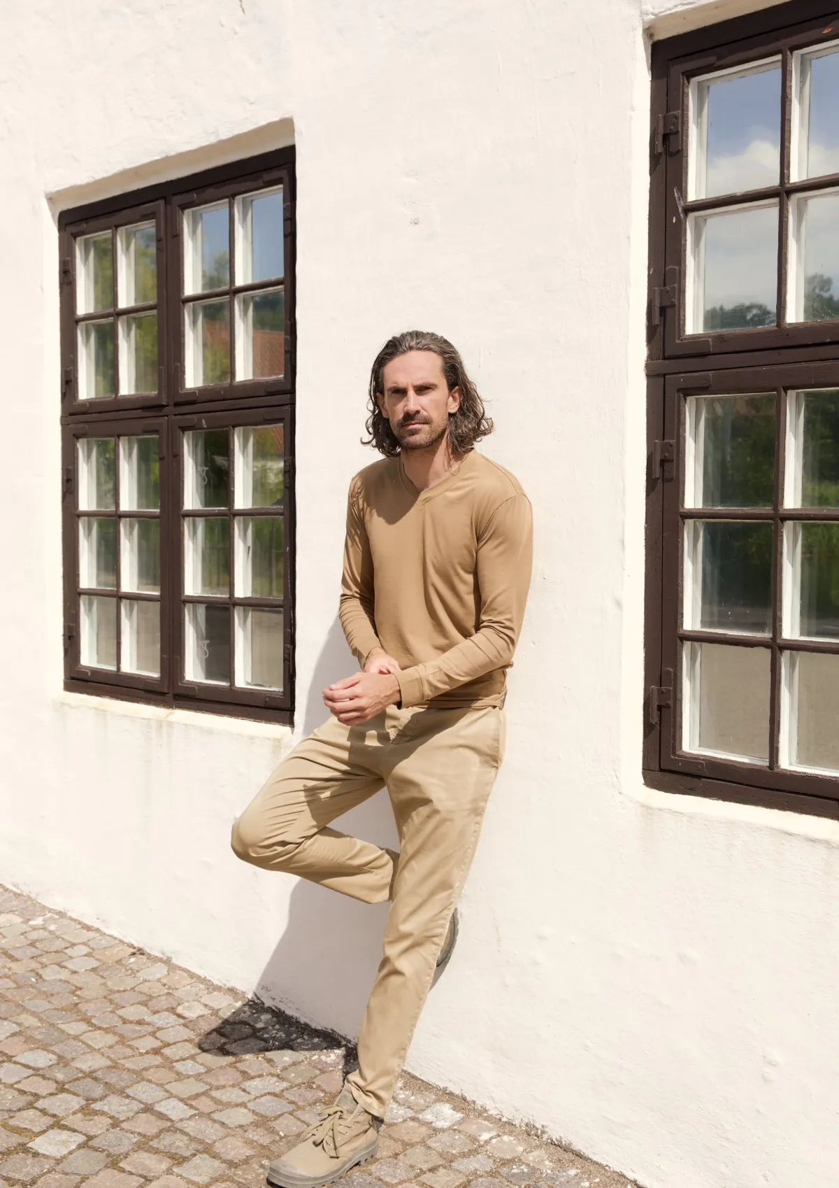 HSCPH T-HIRT V-AUCHNITT ANGAR T-SHIRT V-AUSSCHNITT LANGARM - 1021C - CAMEL Online