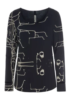 HSCPH YOGA BUE YOGA BLUSE - 96042 - ART PRINT BLACK New