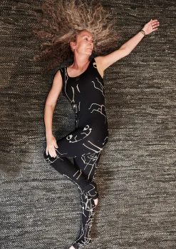 HSCPH YOGA JUPUIT YOGA JUMPSUIT - 99010 - ART PRINT BLACK